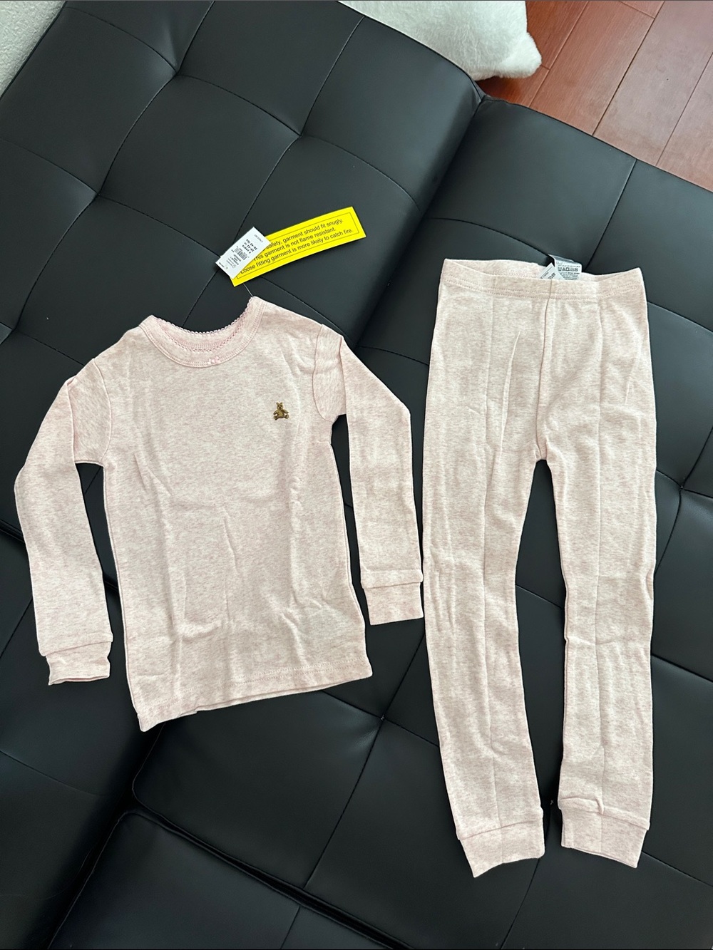 GAP Girls Pink Thermal Pajama Set with Embroidered Logo